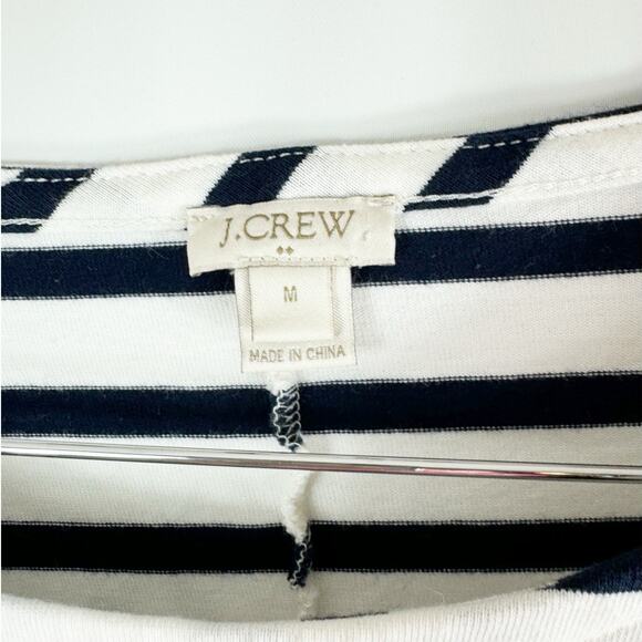 J. Crew Womens Peplum Striped Shirt Navy White Nautical Short Sleeve Medium - Picture 4 of 7